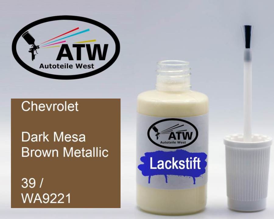 Chevrolet, Dark Mesa Brown Metallic, 39 / WA9221: 20ml Lackstift, von ATW Autoteile West.